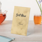 花婿介添人 – 編集可能文字オン金ゴールドペデスタル記号 台座サイン (インサイチュ)