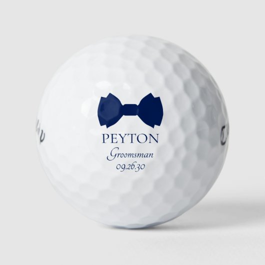 花婿付き添い人用ブルーボウタイ ゴルフボール (正面)
