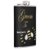 花婿候補のゴールド ブラック ビー独身パーティー カスタム フラスク (右)