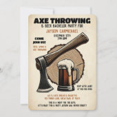 花婿最後の抵抗 ビールと斧投げ独身最後のパーティー 招待状 (正面)