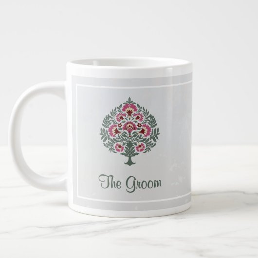 花婿用マグカップ特大サイズ - ジャンボ フラワーマグ - 様々なシーンに対応するギフト ジャンボコーヒーマグカップ (左)