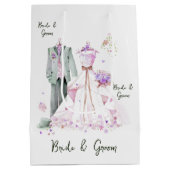 花婿花嫁のウェディングドレスとスーツ ミディアムペーパーバッグ (裏面)