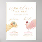 花婿花嫁のシグネチャードリンク ウォーターカラー カクテル ポスター (正面)