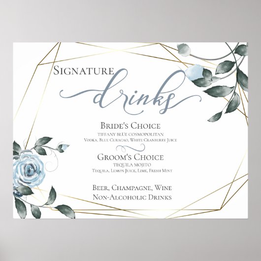 花婿花嫁のシグネチャードリンク バーメニュー看板 ポスター (正面)