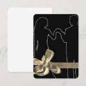 花婿花嫁のシルエット黒テンプレート 招待状 (正面/裏面)