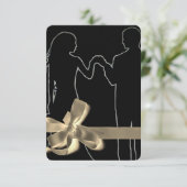 花婿花嫁のシルエット黒テンプレート 招待状 (スタンド正面)