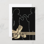 花婿花嫁のシルエット黒高解像度テンプレート 招待状 (正面/裏面)