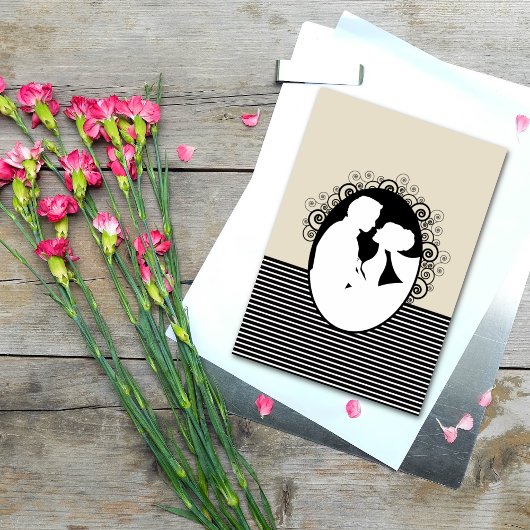 花婿花嫁のシルエット・セーブ・ザ・デートカード セーブザデート