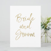 花婿花嫁の椅子ドアサイン おしゃれなゴールド 招待状 (スタンド正面)