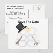 花婿花嫁の雪だるま 案内ポストカード (正面/裏面)