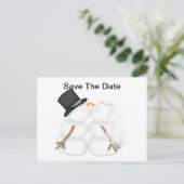 花婿花嫁の雪だるま 案内ポストカード (スタンド正面)