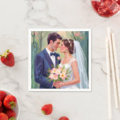 花婿花嫁 | 結婚 新婚 水彩 スタンダードカクテルナプキン (インサイチュ)