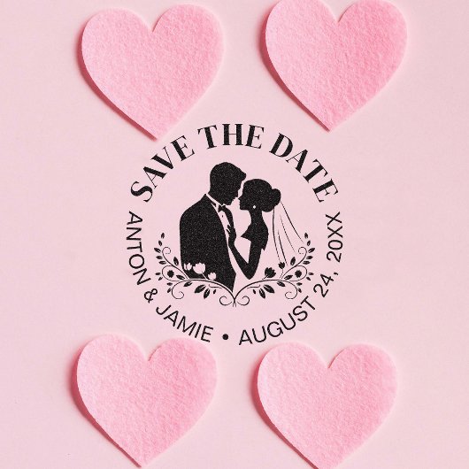 花婿花嫁 Save The Date 結婚日 名前 ラバースタンプ
