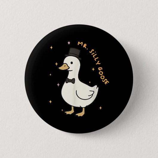 花婿間抜けのマットに結婚なるMr Goose Groom 缶バッジ (正面)
