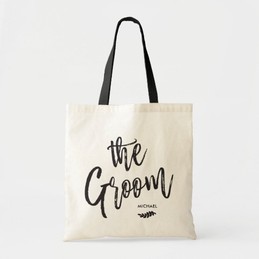 花婿|スクリプトスタイル名前をカスタムする結婚の トートバッグ (正面)
