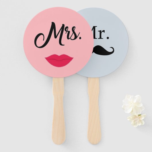 花婿 花嫁 Mr Mrs ウェディング ゲーム ハンド ファン (正面&裏面)