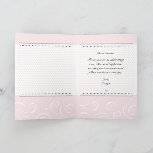 花嫁いとこのエレガントバラハートボウ カード (内部)