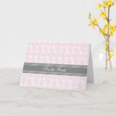 花嫁おめでとう結婚式の日カードピンクグレー カード (黄色い花)