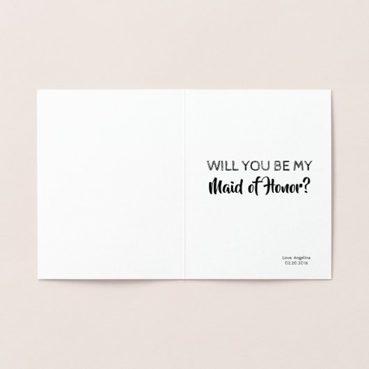 花嫁おもしろいのメイドまたはメイド・オブ・オーナー（花嫁付き添い人） 箔カード (内部)