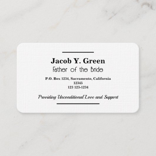 花嫁おもしろいの父 名刺 (正面)