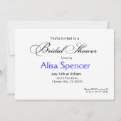 花嫁および彼女の新婦付添人のブライダルシャワー|のコバルト 招待状 (裏面)