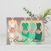 花嫁および彼女の新婦付添人のブライダルシャワー|の緑 招待状 (スタンド正面)