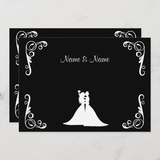 花嫁および花嫁のレズビアンのエレガントな結婚式招待状 招待状 (正面/裏面)