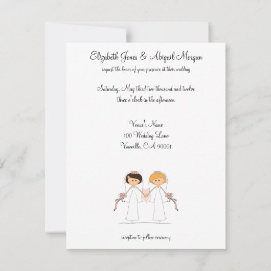 花嫁および花嫁の結婚式招待状 招待状 (裏面)