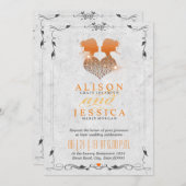 花嫁および花嫁-結婚している2人の花嫁-レズビアン 招待状 (正面/裏面)