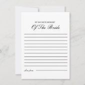 花嫁お気に入りのシャワーゲームカードのメモリ 招待状 (正面)