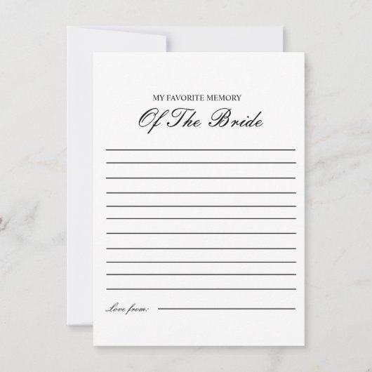 花嫁お気に入りのシャワーゲームカードのメモリ 招待状 (正面)