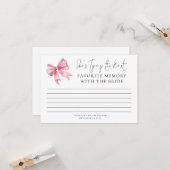 花嫁お気に入りのピンクボウ付きメモリブライダルシャワー カード (正面/裏面インサイチュ)