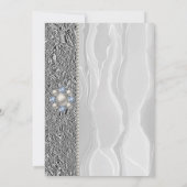 花嫁お祝いシルバーフォイルホワイトシルク&パール 招待状 (裏面)