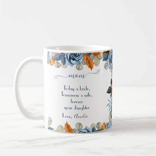 花嫁からの贈り物の海軍と錆びた母親 コーヒーマグカップ (左)