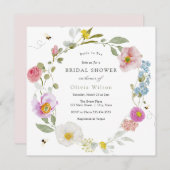 花嫁からビーエレガントワイルドフラワーブライダルシャワー 招待状 (正面/裏面)