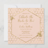 花嫁からビーエレガント赤面ピンク金ゴールドブライダルシャワー 招待状 (正面)