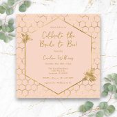 花嫁からビーエレガント赤面ピンク金ゴールドブライダルシャワー 招待状