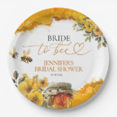 花嫁からビー | 水彩フローラブライダルシャワー ペーパープレート (正面)
