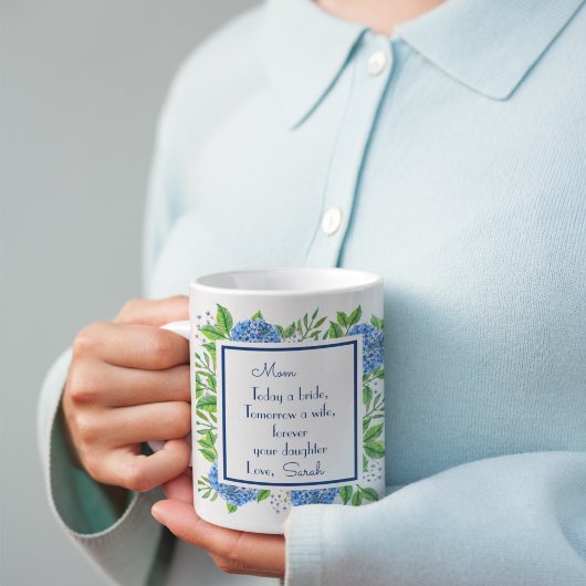 花嫁から贈るアジサイの花の母親ギフト コーヒーマグカップ