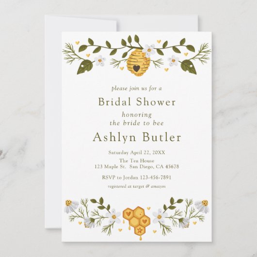花嫁からBeeブライダルシャワーへの招待 招待状 (正面)
