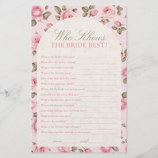 花嫁かわいらしのブライダルシャワーゲームを知っているピンク (正面)