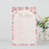 花嫁かわいらしのブライダルシャワーゲームを知っているピンク (スタンド正面)