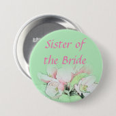 花嫁かわいらしの淡いピンクのリンゴの花嫁の妹 缶バッジ (正面&裏面)