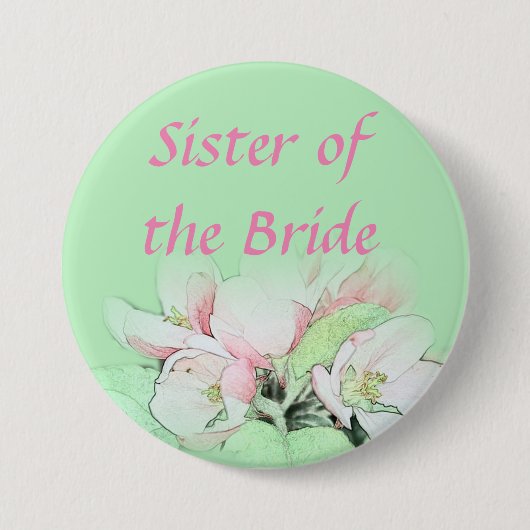 花嫁かわいらしの淡いピンクのリンゴの花嫁の妹 缶バッジ (正面)