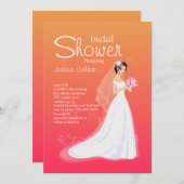 花嫁かわいらしブライダルシャワー招待 招待状 (正面/裏面)