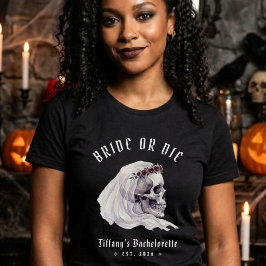 花嫁か死か スケルトン ドクロ ハロウィン バチェラーette tシャツ