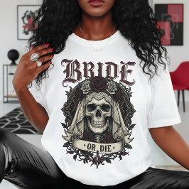 花嫁か死か ドクロ Mrs 妻 ゴシックウェディング Tシャツ