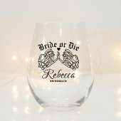 花嫁か死パーソナライズされたぬまで花嫁 ステムなしワイングラス