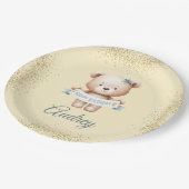 花嫁がついたかわいいテディベア ペーパープレート (アングル)