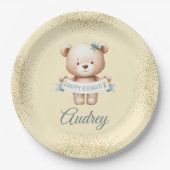 花嫁がついたかわいいテディベア ペーパープレート (正面)